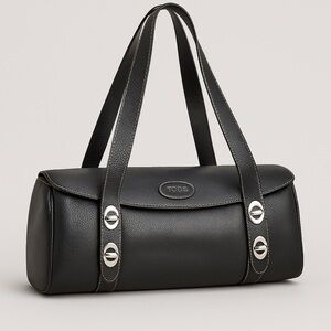 Tod’s Black Leather Barrel Shoulder Bag